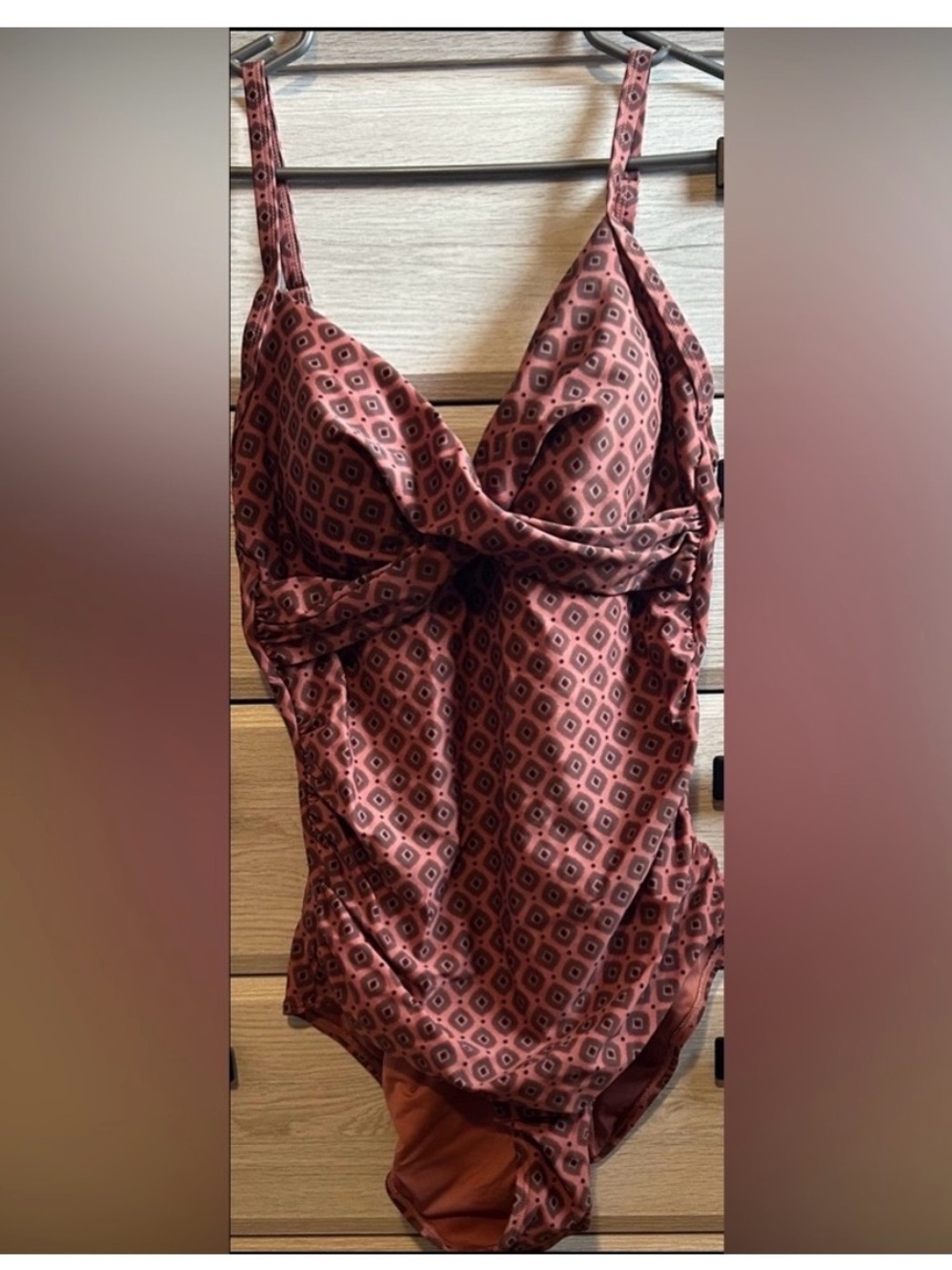 La vie en rose Cross front One-Piece Swimsuit in brownish colour
